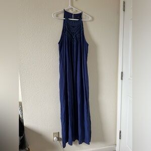 Faroro Women’s Maxi Halter Neck Dress XXL Blue Wedding Party Dressy Spring